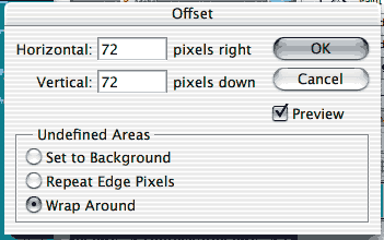 Offset filter dialog box Offset filter dialog box